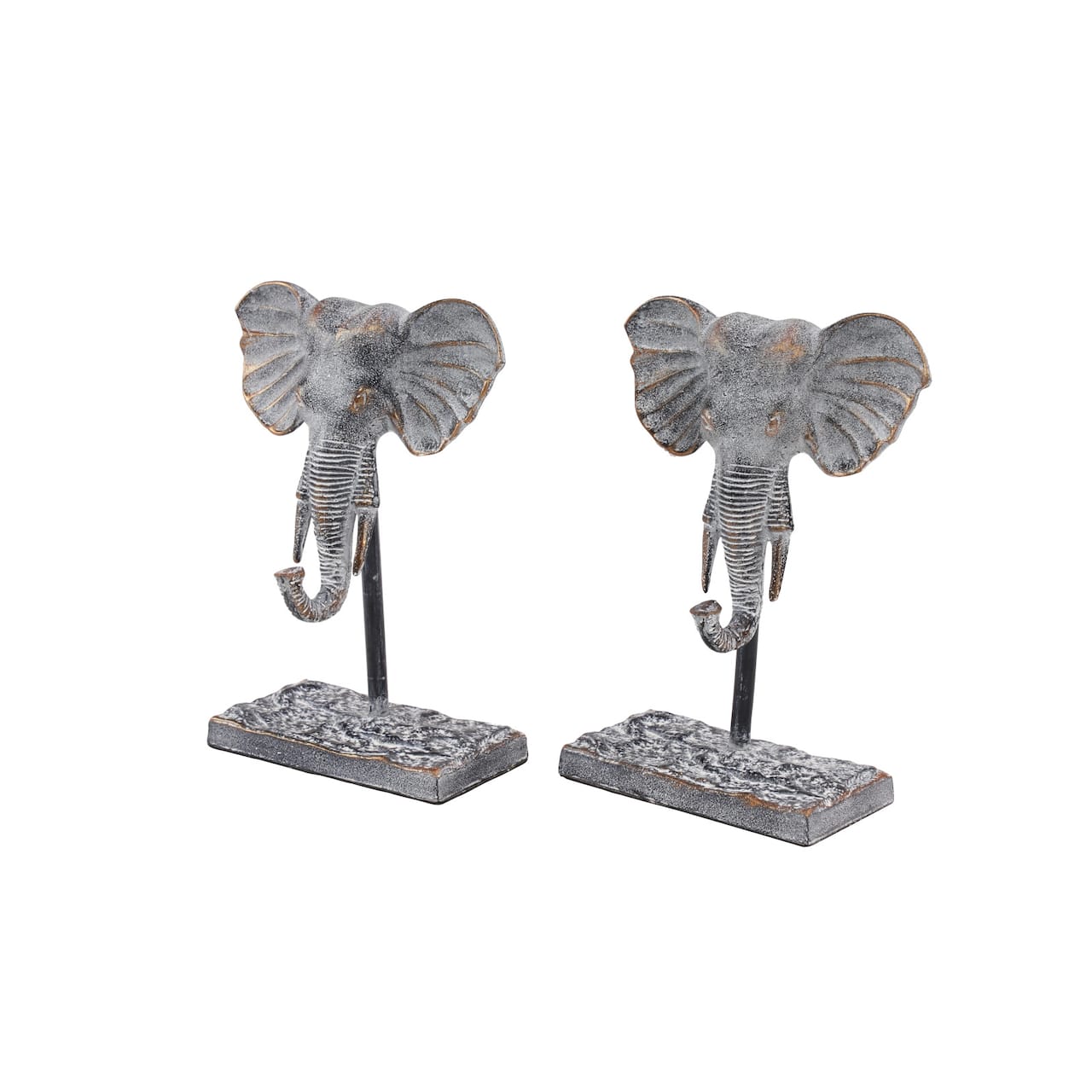 12&#x22; Gray Eclectic Elephant Sculptures, 2ct.
